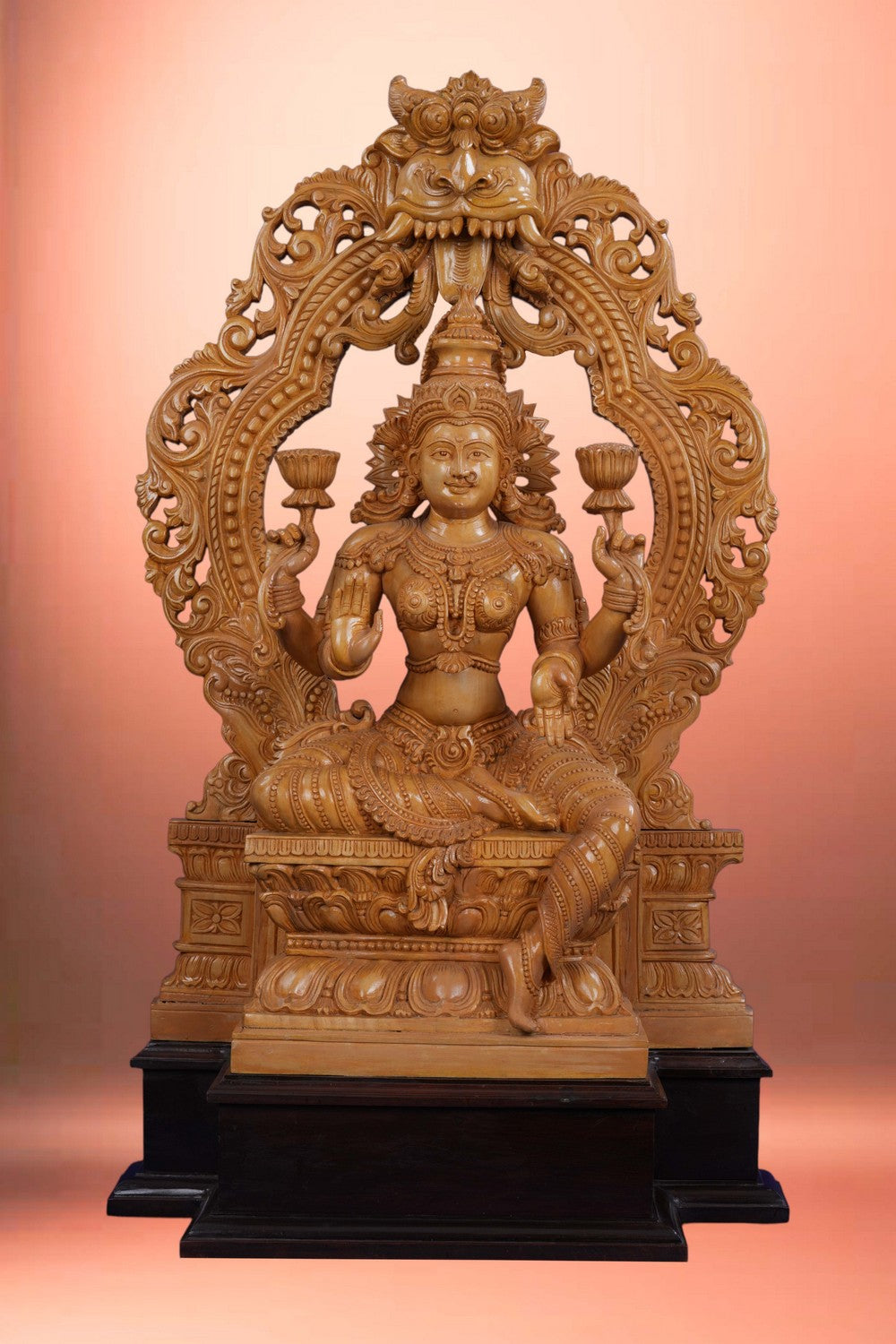 Image of Cedar Wood Goddess Lakshmi Sculpture